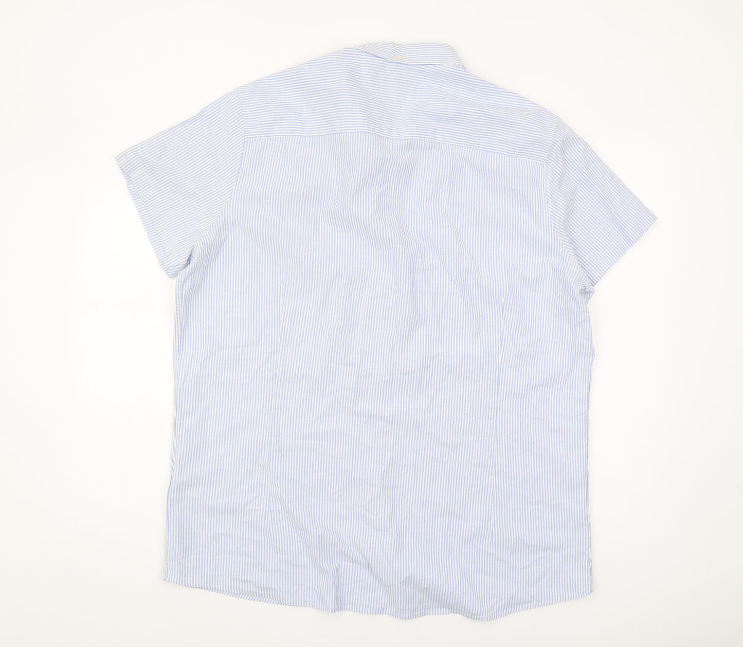 Next Men's Blue XL Striped Button-Up Shirt Casual