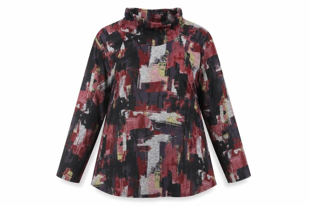 Front view of Maison de Nimes Women's XL Geometric High Neck Top