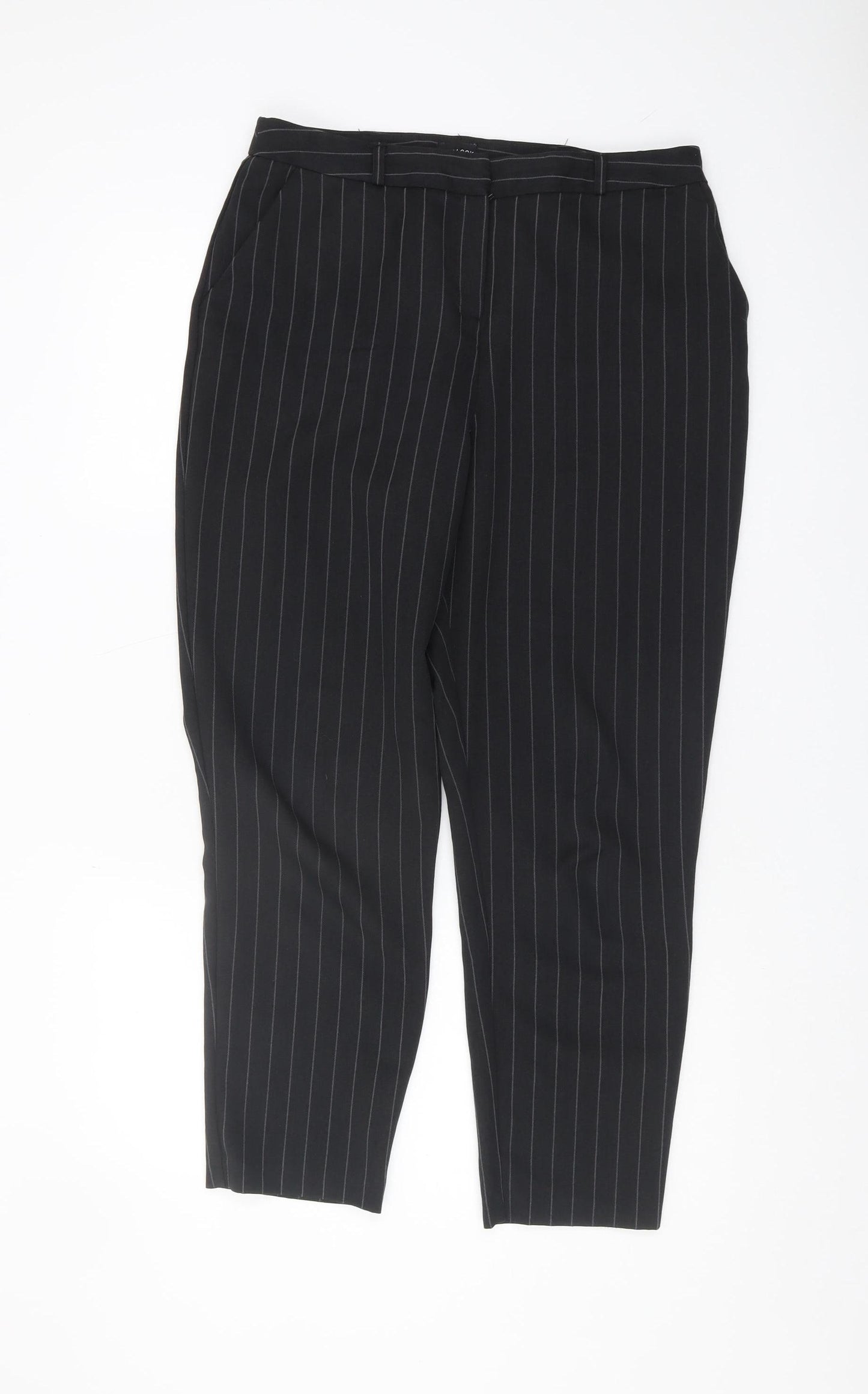 New Look Women's Black Striped Trousers, Size 12