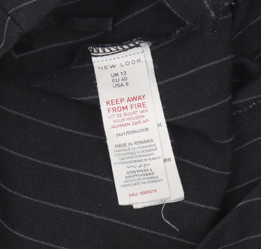 New Look Women's Black Striped Trousers, Size 12