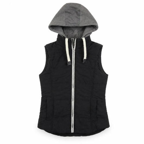 New Look Women's Black Hooded Padded Waistcoat Size 10