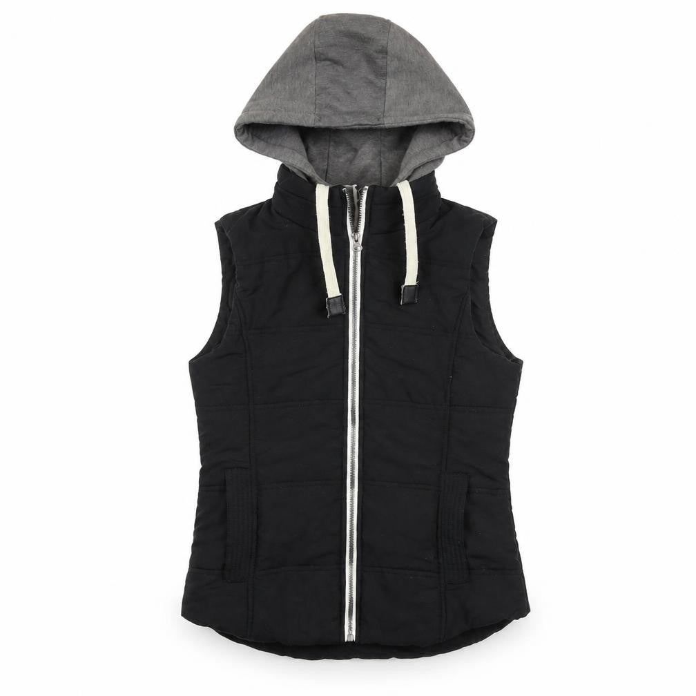 New Look Women's Black Hooded Padded Waistcoat Size 10