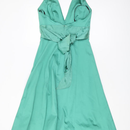Warehouse Green A-Line Halter Dress Size 10 for Women