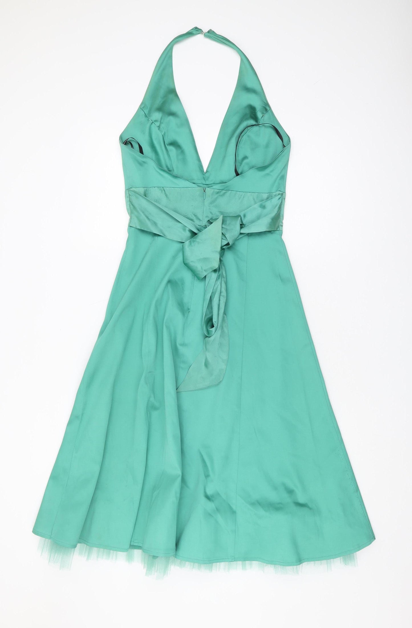 Warehouse Green A-Line Halter Dress Size 10 for Women