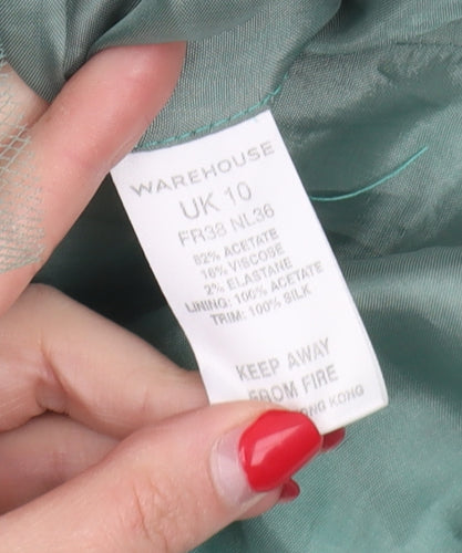 Warehouse Green A-Line Halter Dress Size 10 for Women