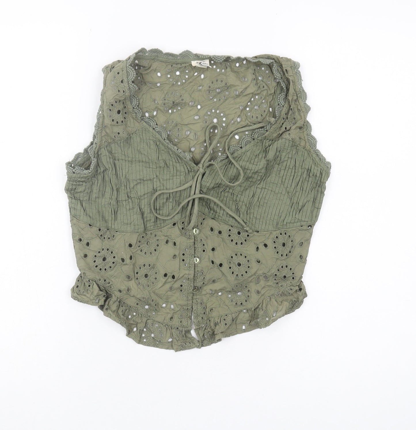 River Island Women's Green Cropped Blouse