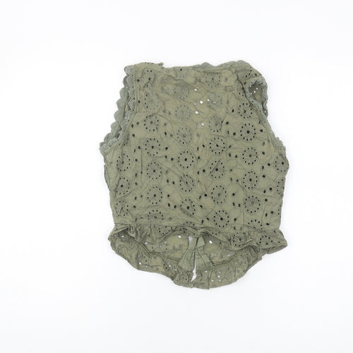 River Island Women's Green Cropped Blouse