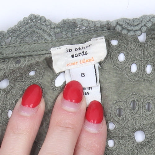 River Island Women's Green Cropped Blouse