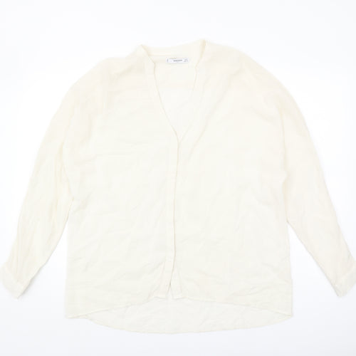 Mango Women's Ivory Long Sleeve Blouse Size S