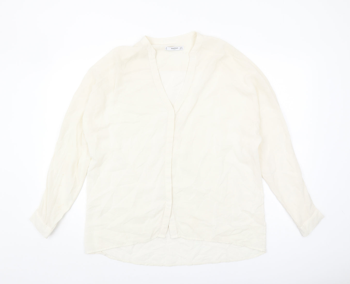 Mango Women's Ivory Long Sleeve Blouse Size S