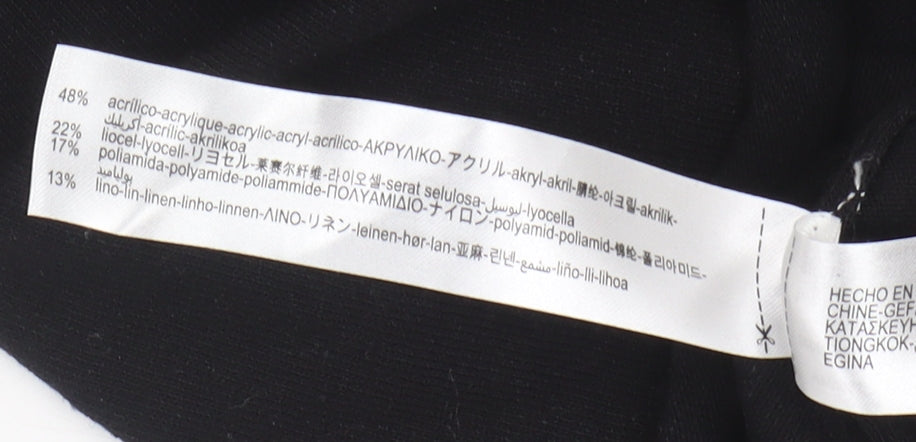 Zara Women's Black Sheath Dress S Midi Knit Belted