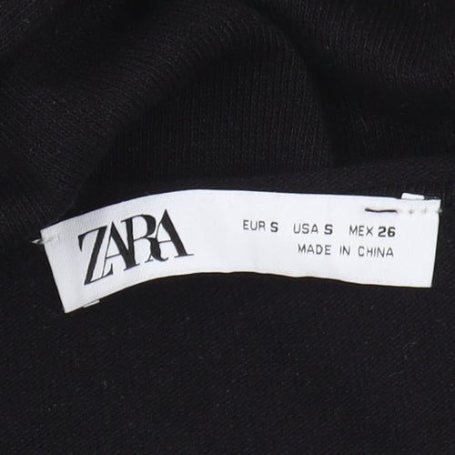 Zara Women's Black Sheath Dress S Midi Knit Belted