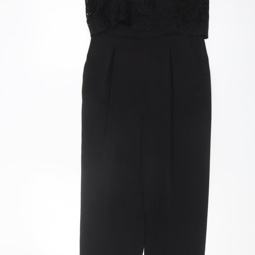 Warehouse Black Lace Detail Women's Jumpsuit, Size 8