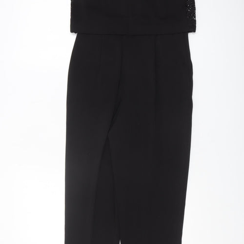 Warehouse Black Lace Detail Women's Jumpsuit, Size 8