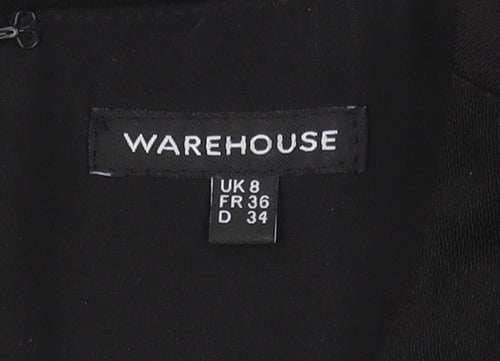 Warehouse Black Lace Detail Women's Jumpsuit, Size 8