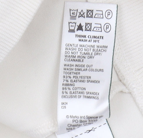 Marks and Spencer Women's White Pullover Hoodie, Size 10