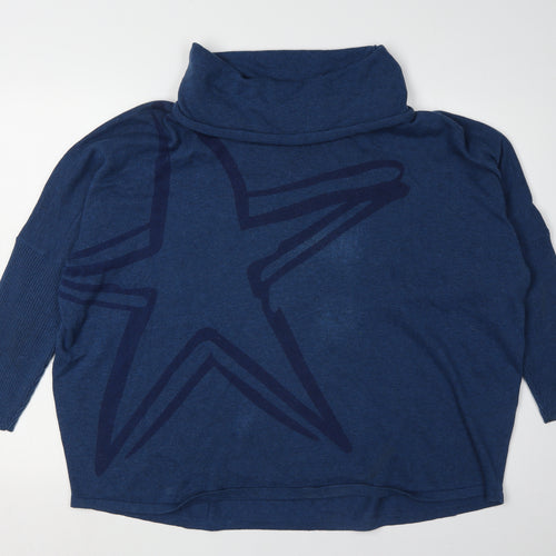 Marble Women's Blue Roll Neck Pullover Jumper Size 4