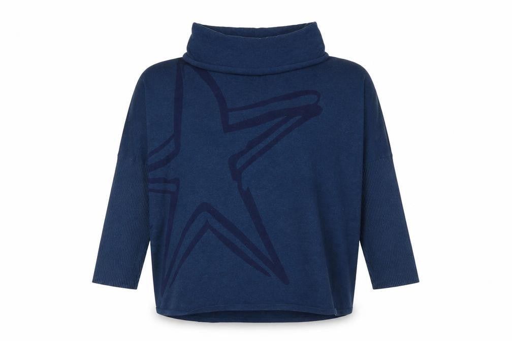 Marble Women's Blue Roll Neck Pullover Jumper Size 4