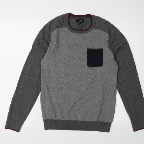 Jules Men's Grey Knit Pullover Jumper - Medium