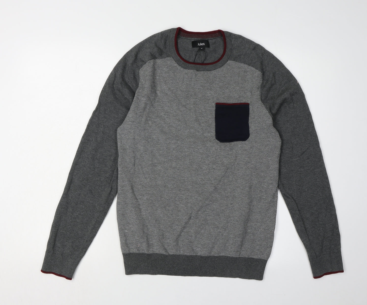 Jules Men's Grey Knit Pullover Jumper - Medium