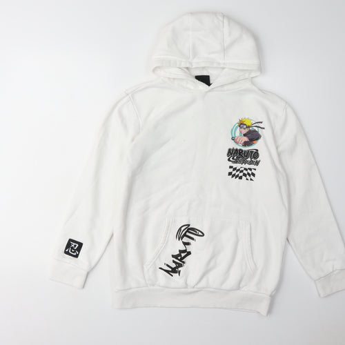 Naruto Boys White Pullover Hoodie 12-13 Years Anime Graphic