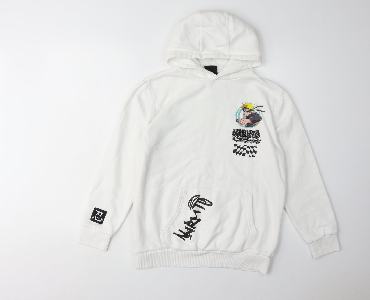 Naruto Boys White Pullover Hoodie 12-13 Years Anime Graphic