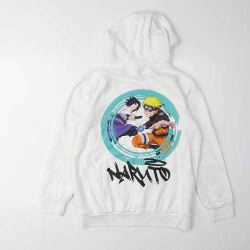 Naruto Boys White Pullover Hoodie 12-13 Years Anime Graphic