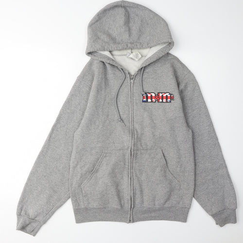 M&Ms Unisex Grey Full Zip Hoodie with Logo, S