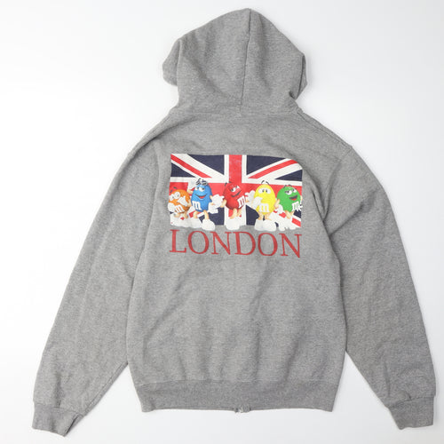 M&Ms Unisex Grey Full Zip Hoodie with Logo, S