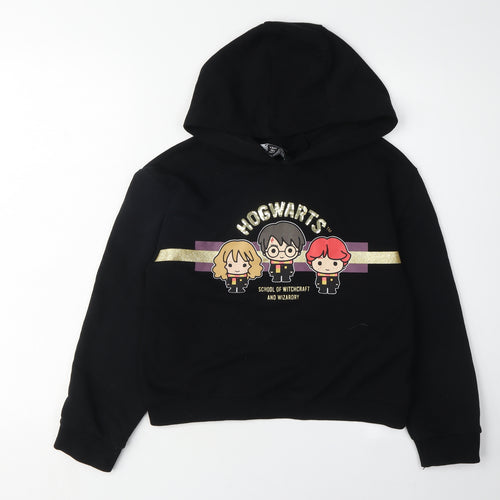 Harry Potter Girls Black Hoodie, 9-10 Years, Pullover Style