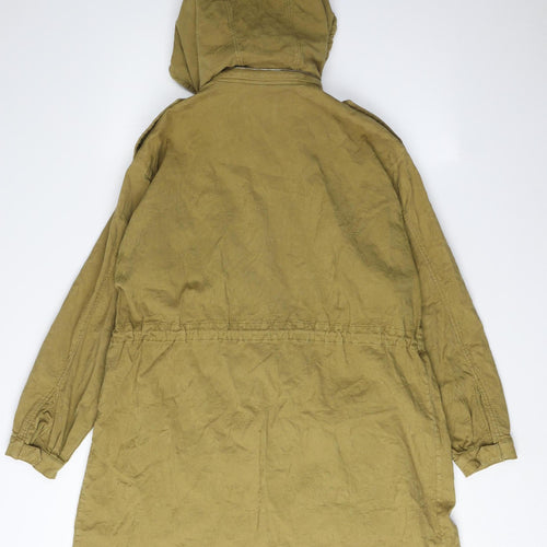 MNG Women's Green Parka Jacket Size S - Hooded Long Length