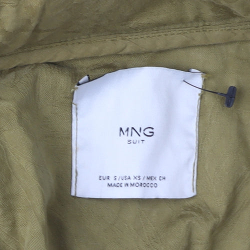 MNG Women's Green Parka Jacket Size S - Hooded Long Length