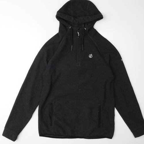 Dare2b Men’s Black Hoodie S Logo Accents Zip Neck