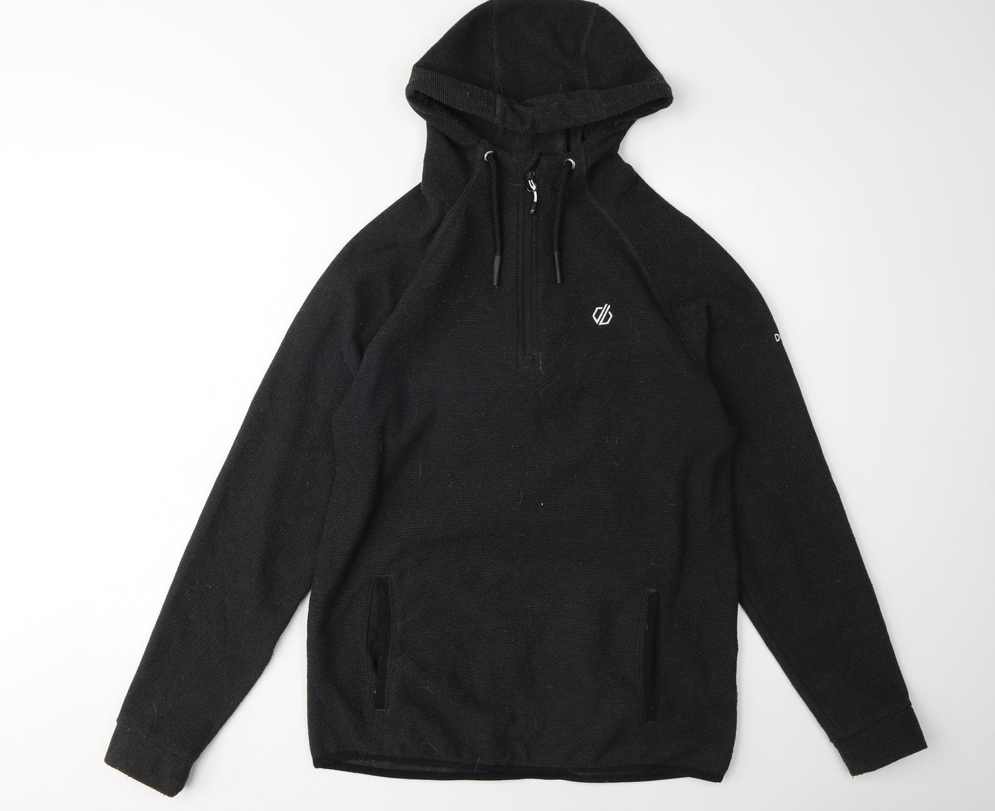 Dare2b Men’s Black Hoodie S Logo Accents Zip Neck
