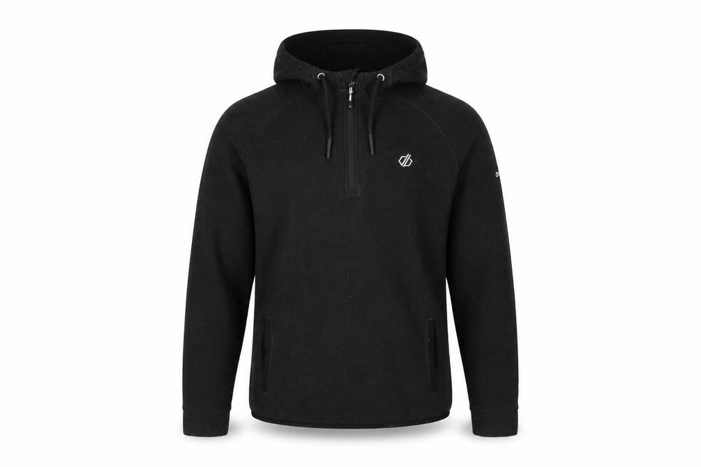 Dare2b Men’s Black Hoodie S Logo Accents Zip Neck