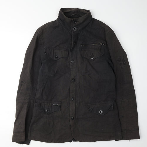 Firetrap Men's Black Jacket M Collared Button Cotton