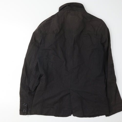 Firetrap Men's Black Jacket M Collared Button Cotton