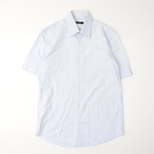 Boss Men's White Short Sleeve Button-Up Shirt Size 39