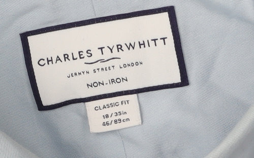 Charles Tyrwhitt Men's Blue Classic Fit Shirt 18 Long Sleeve