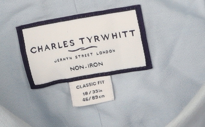 Charles Tyrwhitt Men's Blue Classic Fit Shirt 18 Long Sleeve