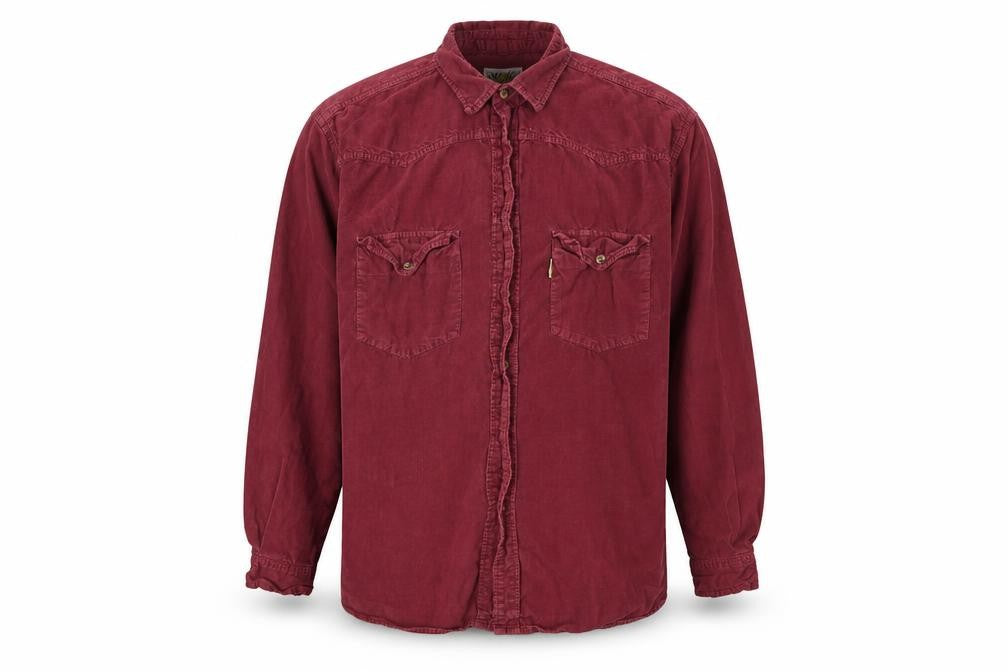 Front view of Switcher Men's Red Button-Up Casual Shirt M