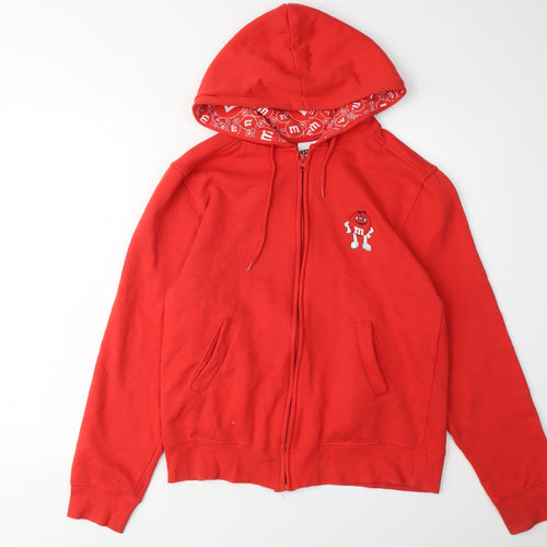M&M's World Red Full Zip Hoodie, Unisex S, Casual Fun