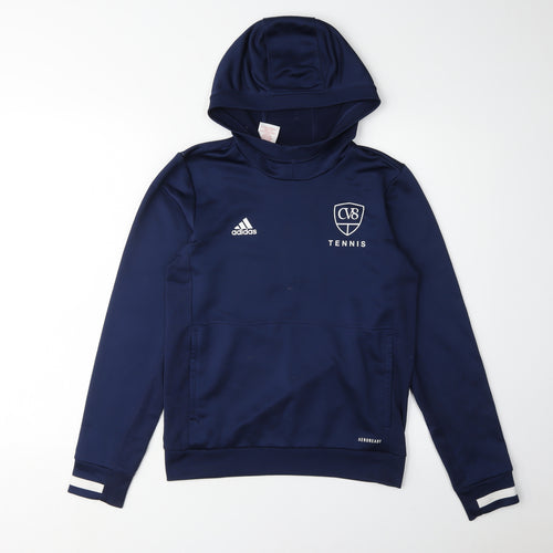 Adidas Boys Blue Pullover Hoodie 11-12 Years Sports Quick Dry