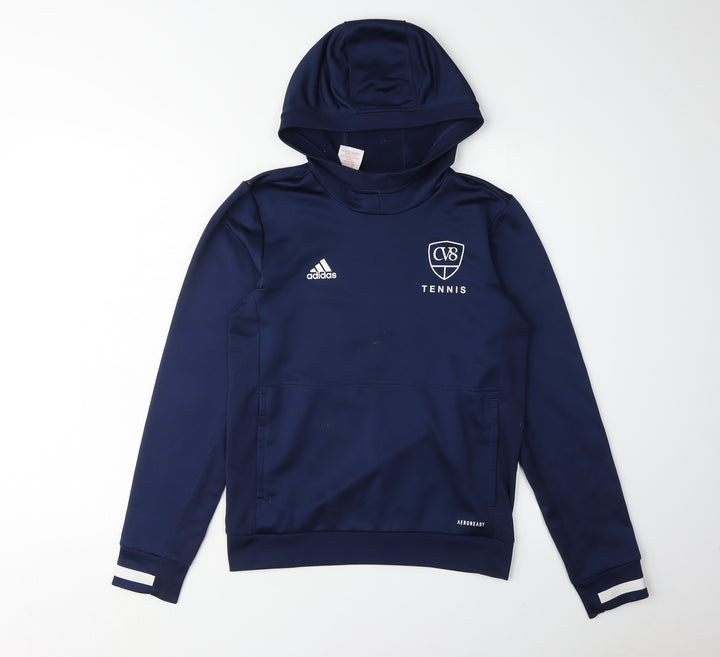 Adidas Boys Blue Pullover Hoodie 11-12 Years Sports Quick Dry