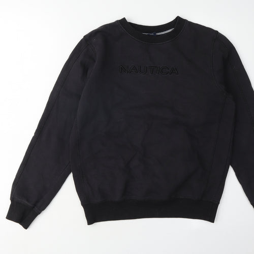 Nautica Boys Black Logo Sweatshirt, Size 10, Crew Neck