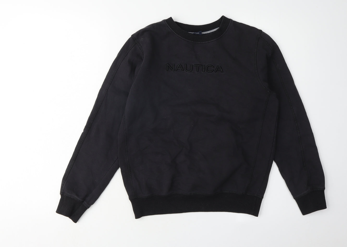 Nautica Boys Black Logo Sweatshirt, Size 10, Crew Neck