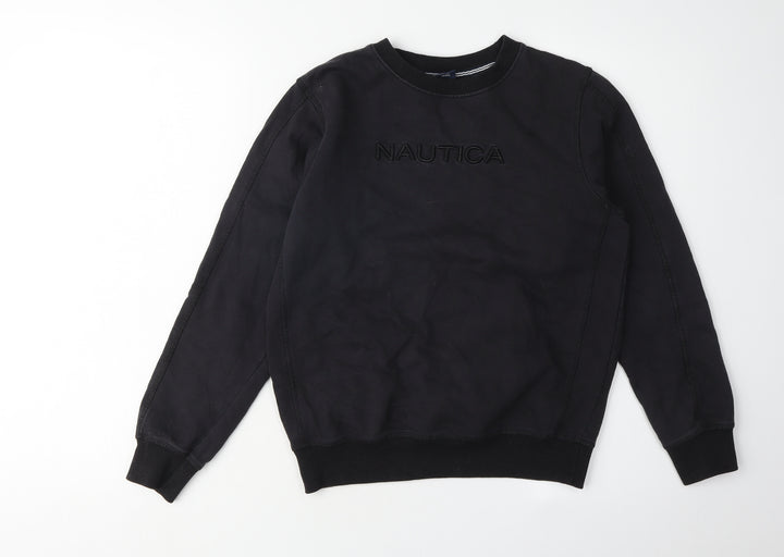 Nautica Boys Black Logo Sweatshirt, Size 10, Crew Neck