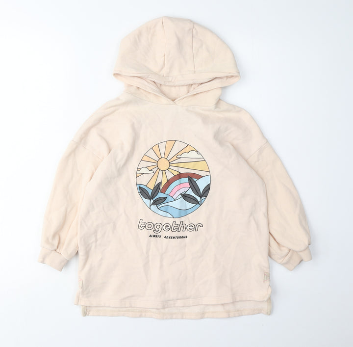 Next Girls Beige Hoodie, Graphic Print, 5-6 Years