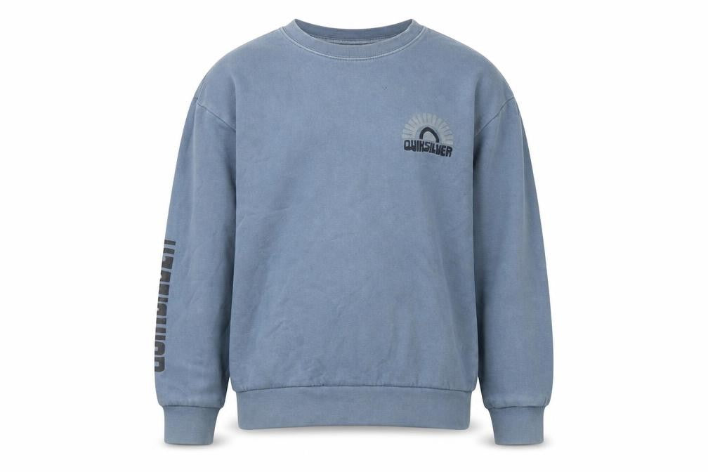 Front view of Quiksilver boys’ blue crew neck sweatshirt s