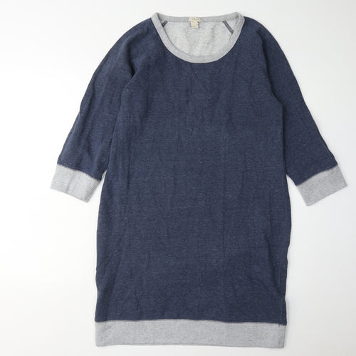 J.Crew Women's Blue Shift Dress M, 3/4 Sleeve, Casual
